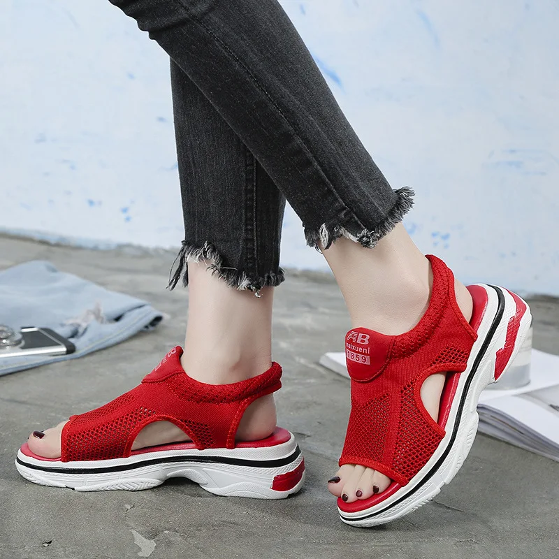 2019 Fashion Korean Summer Shoes Woman Sandals Mesh Open Toe Black Red Platform Sandals Women Comfort Thick Sole Beach Sandals
2019 Fashion Korean Summer Shoes Woman Sandals Mesh Open Toe Black Red Platform Sandals Women Comfort Thick Sole Beach Sandals