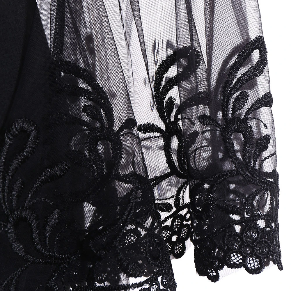VESTLINDA Lace Flare Sleeve Sheer Panel Blusa Top Women Blouse Shirt Blusas Mujer 2017 Plus Size Women Clothing Summer Blouses 13