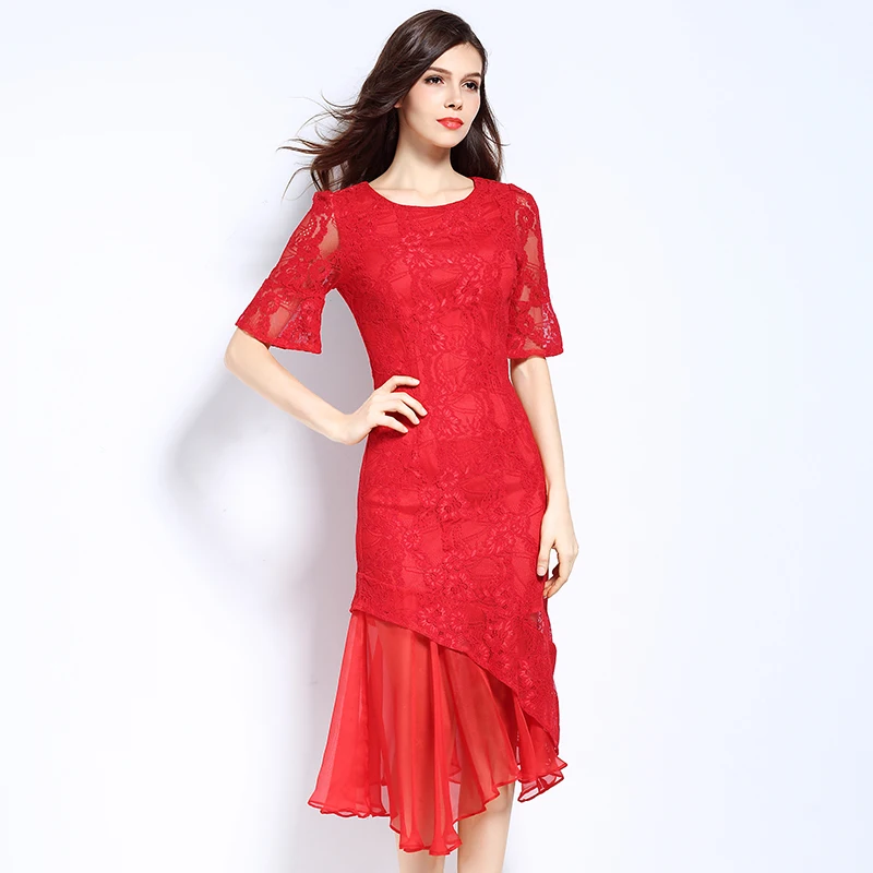 2019 elegant women mermaid lace long dresses plus size ruffles patchwork designer women oversized red lace dress summer
2019 elegant women mermaid lace long dresses plus size ruffles patchwork designer women oversized red lace dress summer