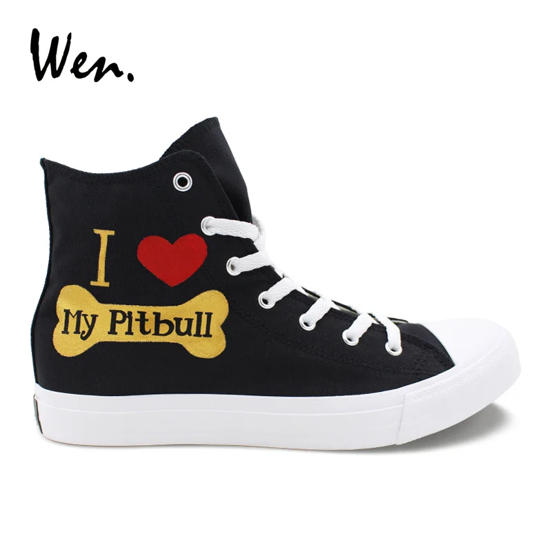 Wen Custom Design Pet Dog Pitbull Black Hand Painted Canvas Shoes High Top Men Women's Sneakers Trainers Skateboarding
Wen Custom Design Pet Dog Pitbull Black Hand Painted Canvas Shoes High Top Men Women's Sneakers Trainers Skateboarding