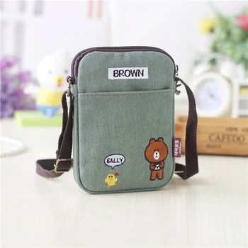Canvas cartoon prints small coin purse change wallet female phone bag money pouch carteira feminina bolso bolsa for girls boys