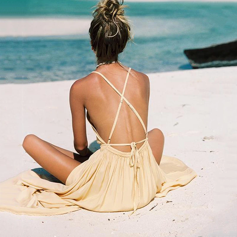 Missufe Spaghetti Strap V Neck Bandage Maxi Dress Backless Big Swing Vestidos Tunic Robe Female Split Boho Beach Summer Dresses
Missufe Spaghetti Strap V Neck Bandage Maxi Dress Backless Big Swing Vestidos Tunic Robe Female Split Boho Beach Summer Dresses