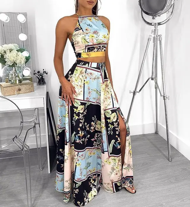 2 Piece Set Summer Fashion Women Elegant Casual Two-piece Suit Set Female Sleeveless Cropped Top & Split Maxi Skirt Sets
2 Piece Set Summer Fashion Women Elegant Casual Two-piece Suit Set Female Sleeveless Cropped Top & Split Maxi Skirt Sets