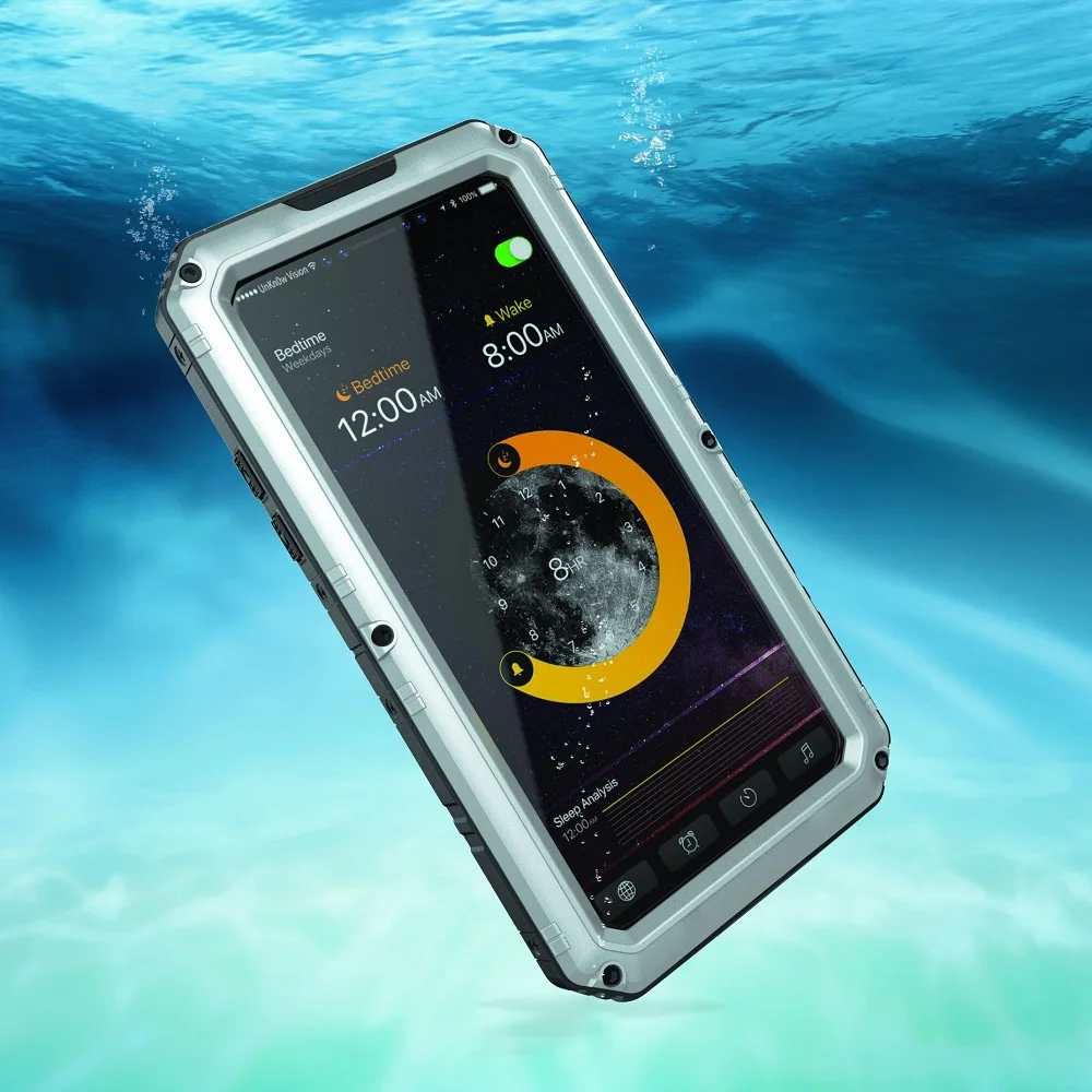 Сверхмощный IP68 водонепроницаемый противоударный металлический чехол для iphone X XS