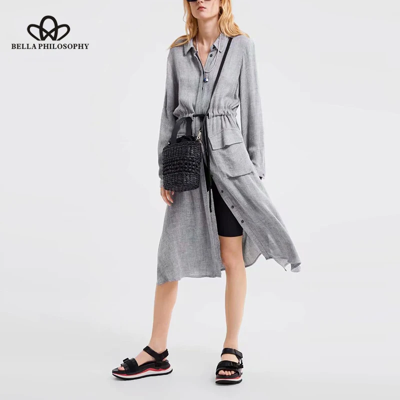 Женское платье-рубашка с длинным рукавом Heydress винтажное эластичное платье миди
