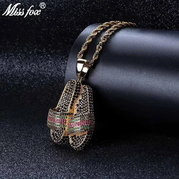 MISSFOX Hip Hop Tri-Color Beach Slippers Personalized Necklace 24K Gold Plated AAA Black Cubic Zirconia Harajuku Locket Pendant
MISSFOX Hip Hop Tri-Color Beach Slippers Personalized Necklace 24K Gold Plated AAA Black Cubic Zirconia Harajuku Locket Pendant