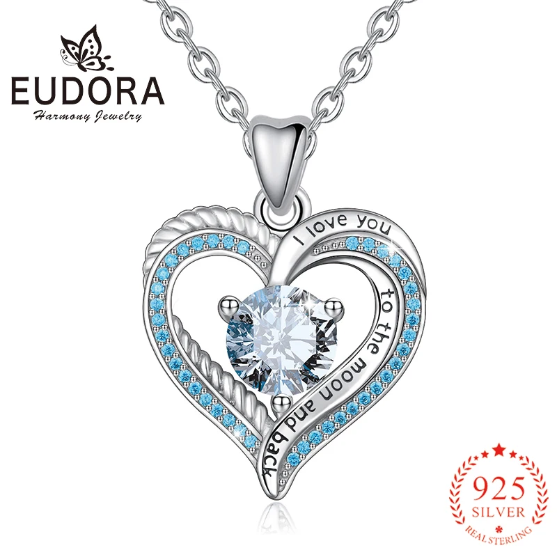 Eudora Genuine 925 Sterling Silver Heart Blue CZ Pendant Women girl Necklace Fashion New Fine Jewelry for Women gift CYD407
Eudora Genuine 925 Sterling Silver Heart Blue CZ Pendant Women girl Necklace Fashion New Fine Jewelry for Women gift CYD407