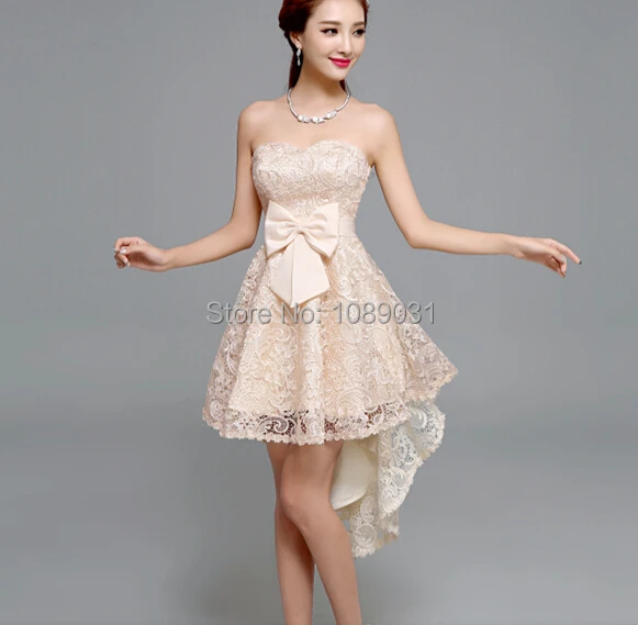 2015 New Lace Evening Dress with Bow Pink/Red/Champagne Elegant Short Front Long Back Bride Gown Ball Prom Party Formal Dress
2015 New Lace Evening Dress with Bow Pink/Red/Champagne Elegant Short Front Long Back Bride Gown Ball Prom Party Formal Dress