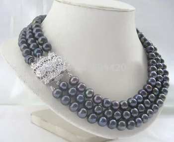 ~~ Free Shipping >>Beautiful AAA 17-19 " 10mm black round freshwater pearl necklace - zircon clasp
~~ Free Shipping >>Beautiful AAA 17-19 " 10mm black round freshwater pearl necklace - zircon clasp