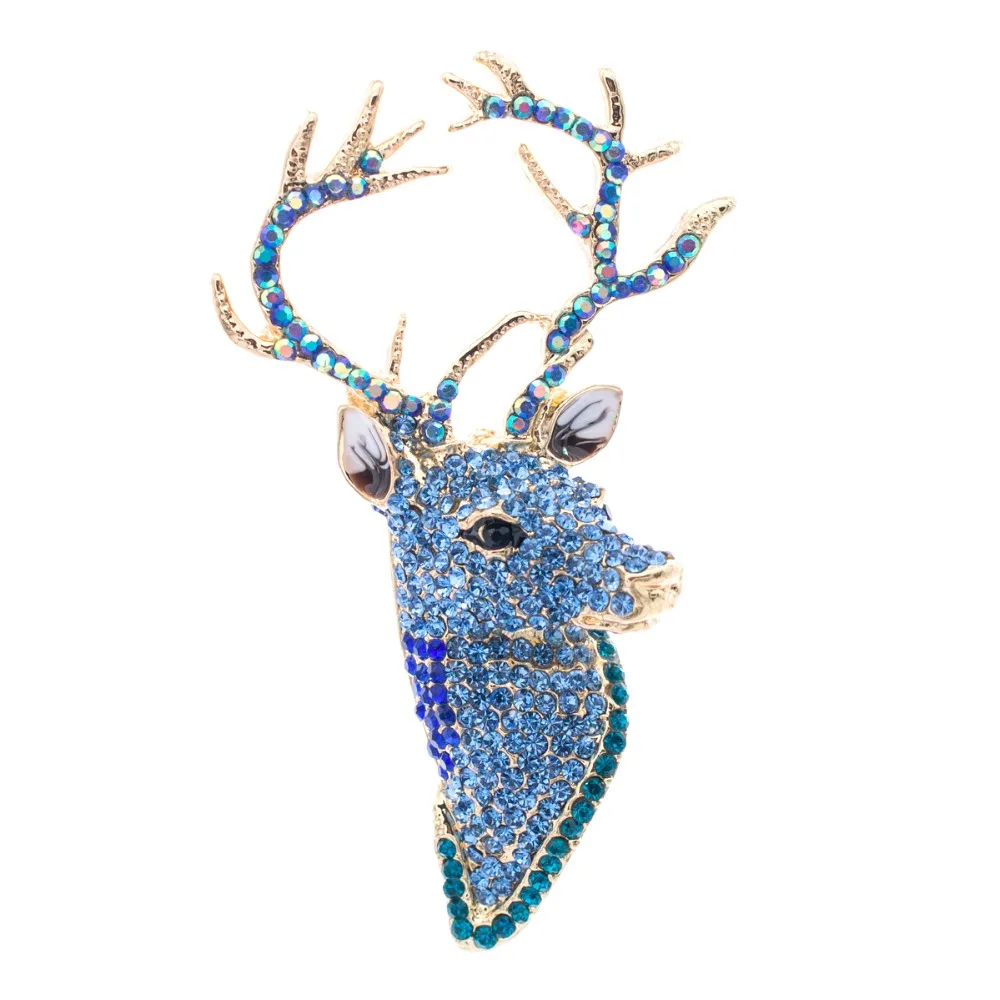 Reindeer Brooches Rhinestone Crystals Blue Animal Head Deer Broach Brooch Pins Jewelry Accessories FA3181
Reindeer Brooches Rhinestone Crystals Blue Animal Head Deer Broach Brooch Pins Jewelry Accessories FA3181