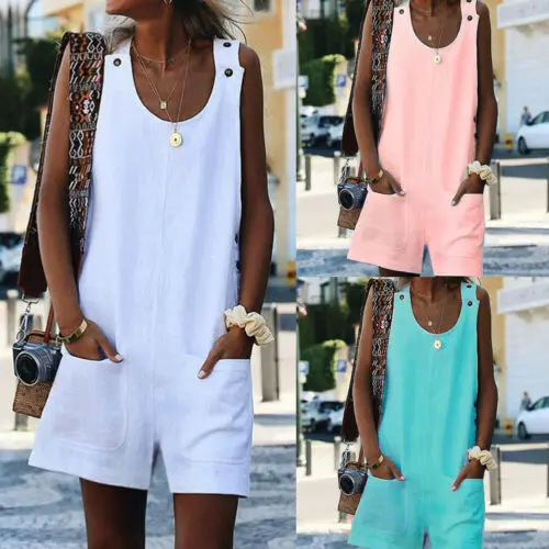 Summer New Womens Sleeveless Dungarees Overall Short Playsuit Loose Jumpsuit Solid Romper Short Trousers Streetwear
Summer New Womens Sleeveless Dungarees Overall Short Playsuit Loose Jumpsuit Solid Romper Short Trousers Streetwear