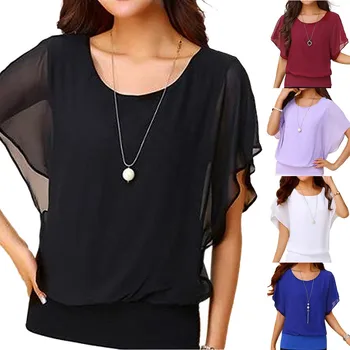 Lace Blouse Chiffon Blouses Women's Loose Casual Short Sleeve Batwing Sleeve Chiffon Top T-Shirt Blouse Blusas Mujer
Lace Blouse Chiffon Blouses Women's Loose Casual Short Sleeve Batwing Sleeve Chiffon Top T-Shirt Blouse Blusas Mujer