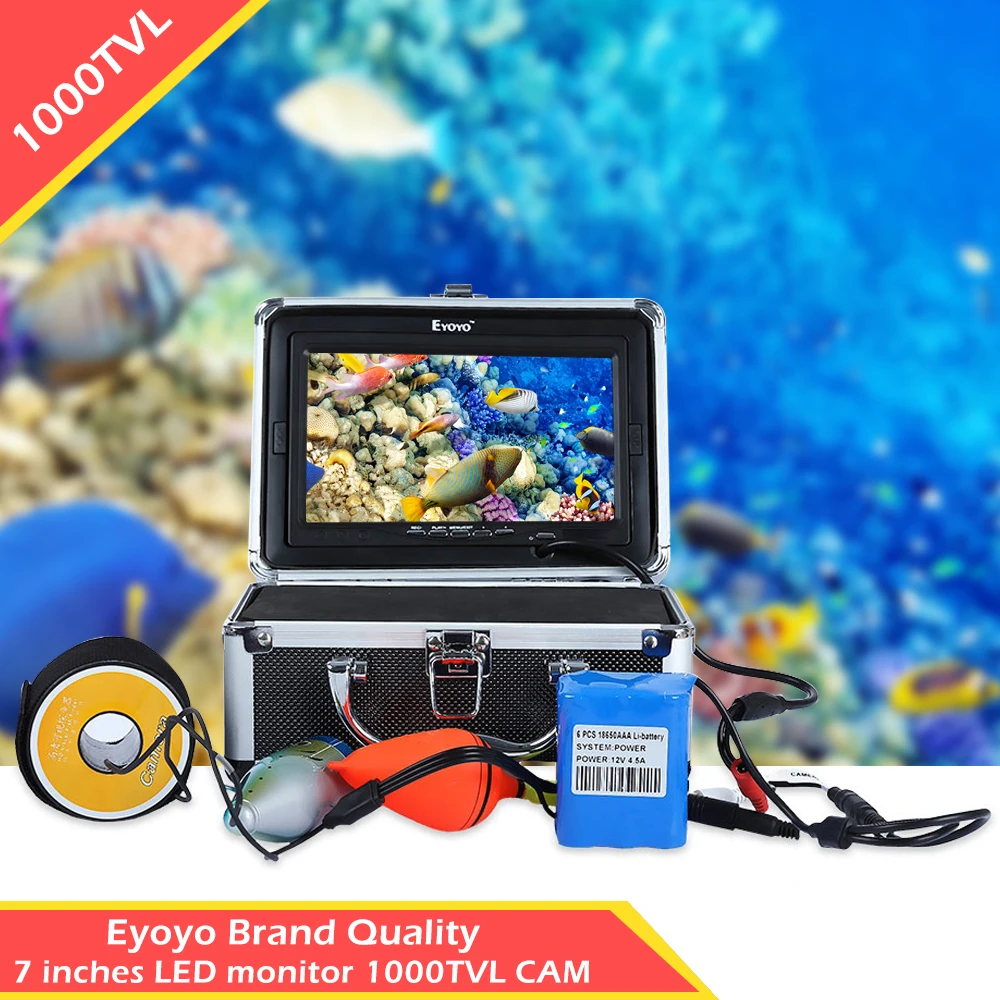 Eyoyo 30M 1000TVL Fish Finder Underwater Video Camera Monitor 7" Fish Finder White LED Fish Cam with Sun Visor for Lakers
Eyoyo 30M 1000TVL Fish Finder Underwater Video Camera Monitor 7" Fish Finder White LED Fish Cam with Sun Visor for Lakers