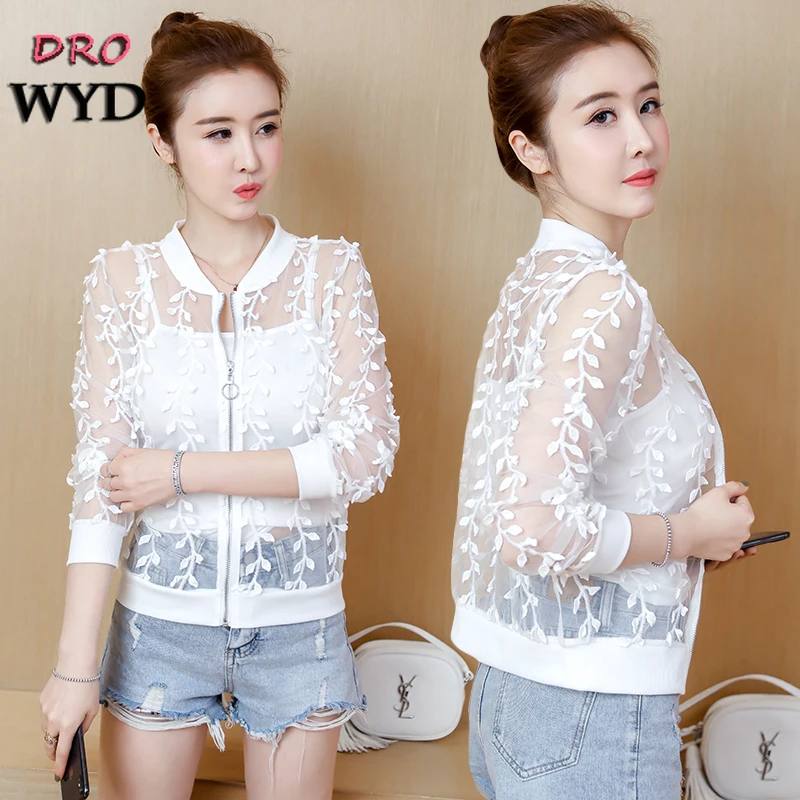 Summer White Thin Mesh Jacket Casual Stand Collar Long Sleeve Female Bomber Jacket Fashion Hollow Sunscreen Cardigan Short Coat
Summer White Thin Mesh Jacket Casual Stand Collar Long Sleeve Female Bomber Jacket Fashion Hollow Sunscreen Cardigan Short Coat