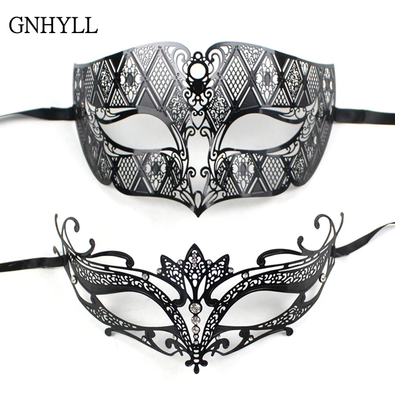GNHYLL Lovers Men Women Couple Venetian Masquerade Masks Black Metal Masks Mardi Gras Party Shows Cosplay Sexy Wedding Mask Set
GNHYLL Lovers Men Women Couple Venetian Masquerade Masks Black Metal Masks Mardi Gras Party Shows Cosplay Sexy Wedding Mask Set