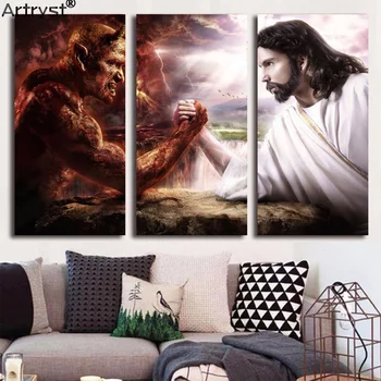 Artryst HD Printed Pictures Canvas Home Decor Room 3 Pieces Jesus Christ Arm Wrestling With Devil Painting Wall Art Posters
Artryst HD Printed Pictures Canvas Home Decor Room 3 Pieces Jesus Christ Arm Wrestling With Devil Painting Wall Art Posters