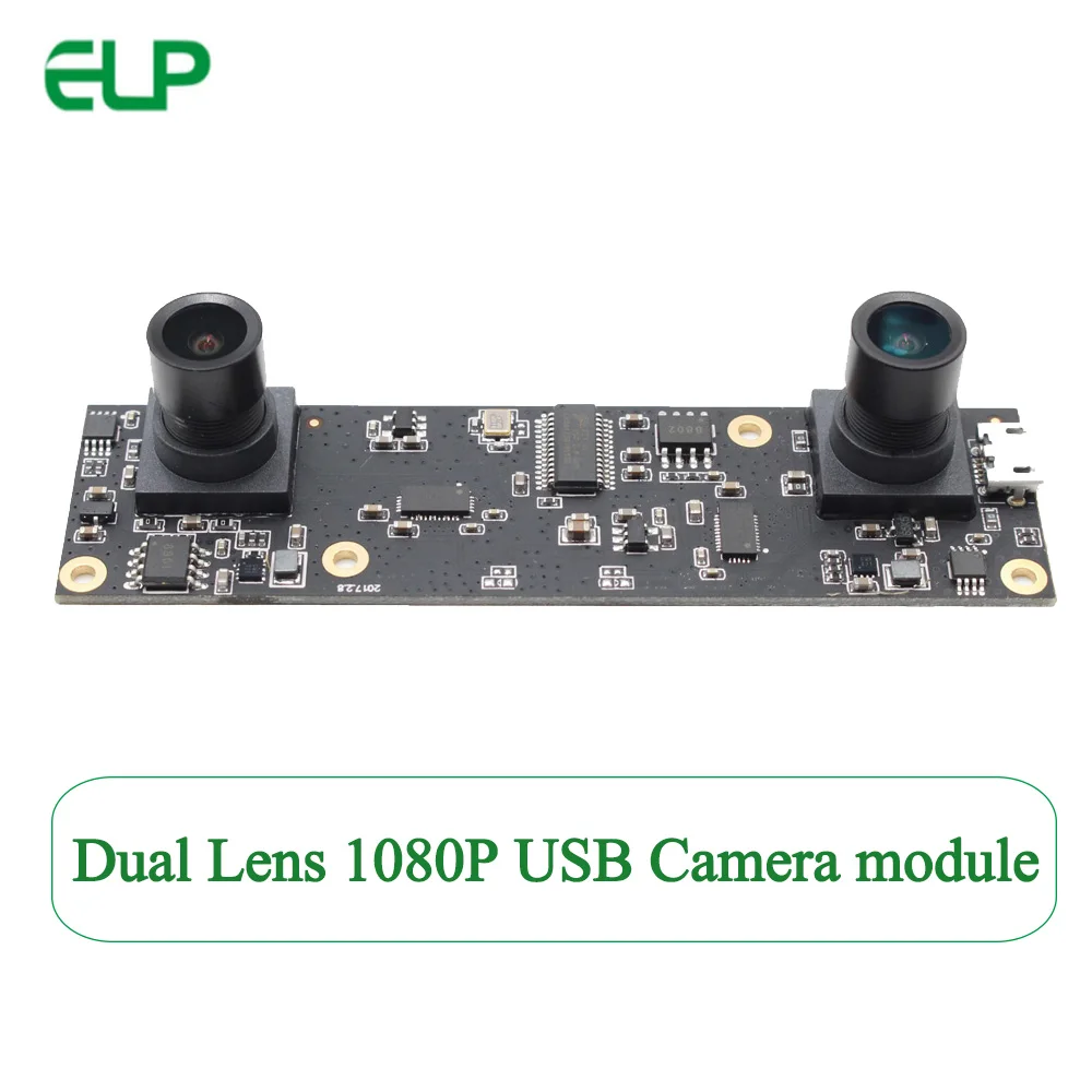 

ELP 2MP 1080P Dual Lens USB Camera Moudle USB2.0 AR0330 CMOS Sensor MJPEG 30fps 1920x1080 for Windows Android Linux with UVC