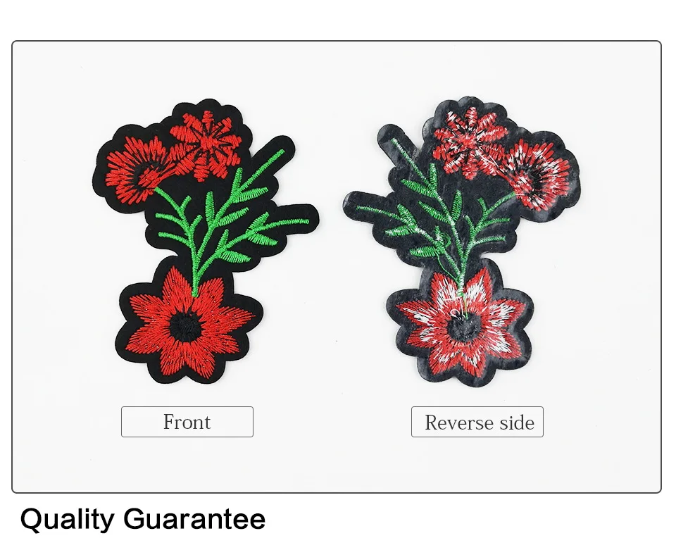 Embroidery Red Flower Iron On Patches For Clothes 3D Applique Flower Embroidery Patches For Clothing Fabric DIY Ironing Stickers (4)