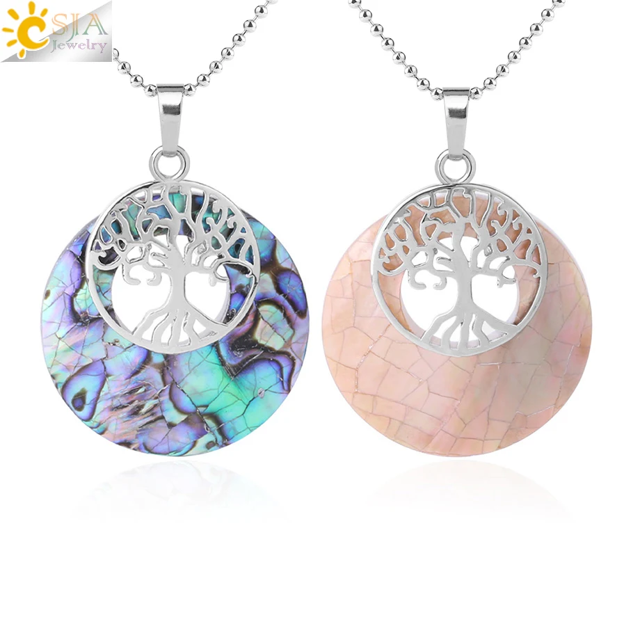 CSJA Natural Abalone Shell Necklaces Pendants Colorful Pink Yellow Seashell Round Beads Tree of Life Pendant Women Jewelry F868
CSJA Natural Abalone Shell Necklaces Pendants Colorful Pink Yellow Seashell Round Beads Tree of Life Pendant Women Jewelry F868