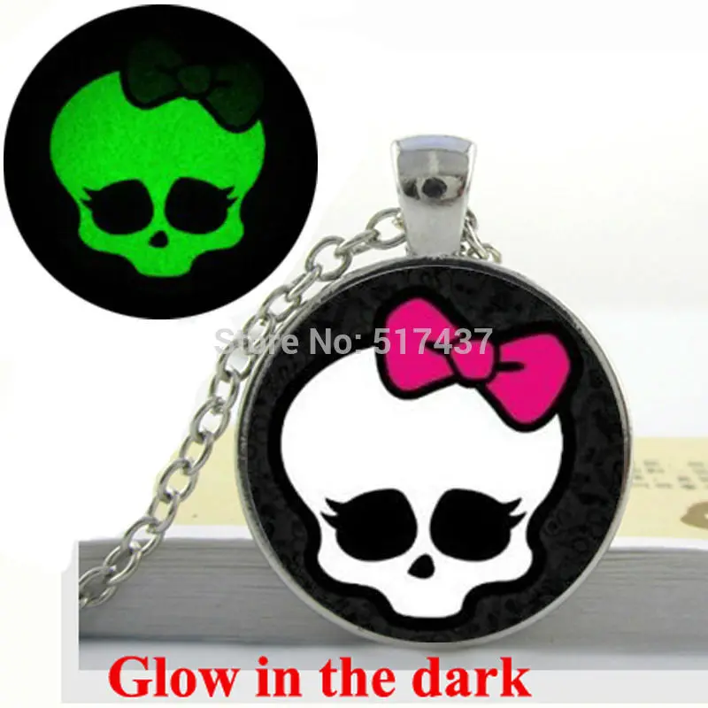 Glow in the dark Necklace Skull - Monster High - Jewelry Sugar Skull Pendant Necklace Art photo Glass Dome glowing jewelry
Glow in the dark Necklace Skull - Monster High - Jewelry Sugar Skull Pendant Necklace Art photo Glass Dome glowing jewelry
