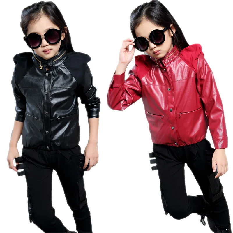 Fashion Girls Pu leather Clothing Set Black Red Color Jacket+Trousers Costume Coat
Fashion Girls Pu leather Clothing Set Black Red Color Jacket+Trousers Costume Coat