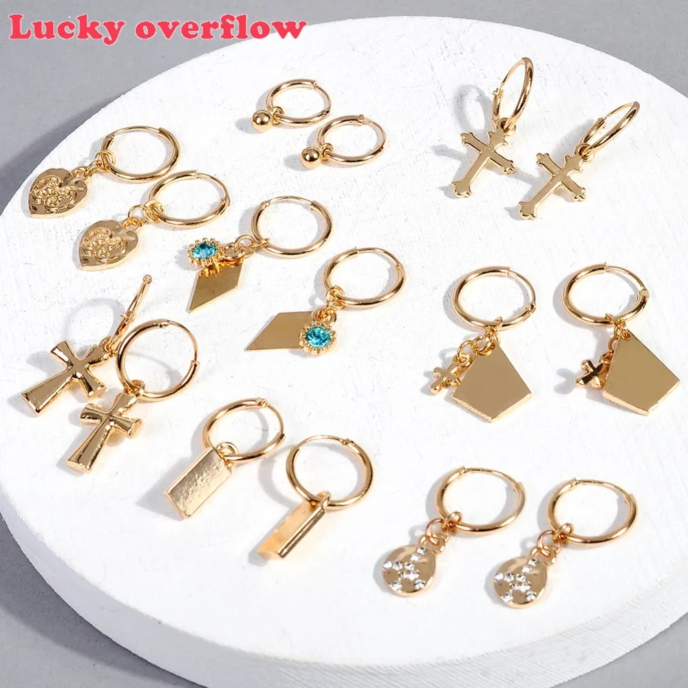 Luckyoverflow Small Hoop Earrings for Women Cartilage Godness Cross Heart Star Earring Gold Hoop Earrings Jewelry Gift for Girls
Luckyoverflow Small Hoop Earrings for Women Cartilage Godness Cross Heart Star Earring Gold Hoop Earrings Jewelry Gift for Girls
