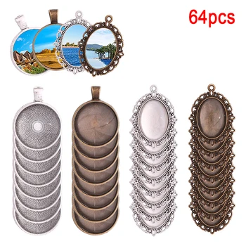 64pcs/set Round Oval Pendant Trays With Glass Cabochon Base DIY Jewelry Making Pendant Set Unique Jewelry Gift
64pcs/set Round Oval Pendant Trays With Glass Cabochon Base DIY Jewelry Making Pendant Set Unique Jewelry Gift