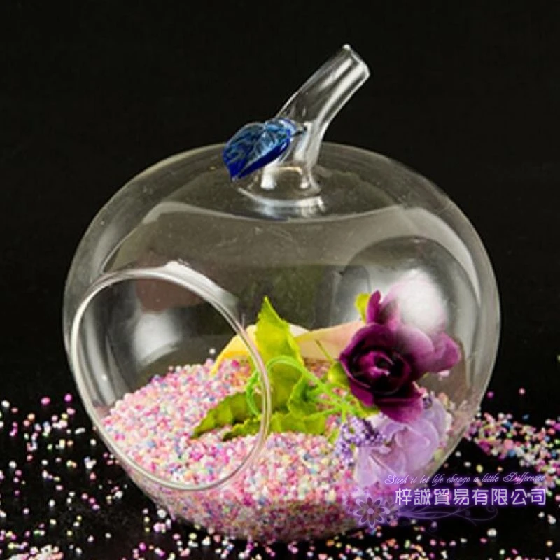 1pc Apple Glass Flower Vase ChristmasDinner Planter Terrarium Container Hydroponic Pot Home Wedding Decor Candlestick