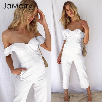 JaMerry Sexy off shoulder black jumpsuit romper women Backless white romper playsuit Solid ruffle casual summer playsuit overall
JaMerry Sexy off shoulder black jumpsuit romper women Backless white romper playsuit Solid ruffle casual summer playsuit overall