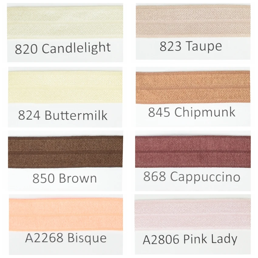 HSDRibbon 5/8" 16mm Solid Various Scream and Brown series Color Fold Over Elastic
HSDRibbon 5/8" 16mm Solid Various Scream and Brown series Color Fold Over Elastic