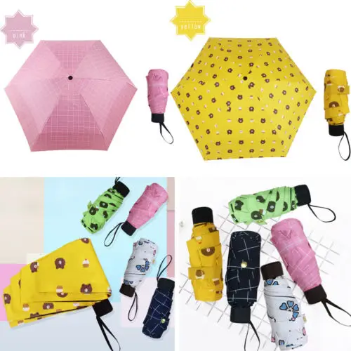 Mini Pocket 5 Folding Compact Umbrella Princess Plaid Bear Solid Anti UV Sun Rain Umbrella Parasol Gifts Travel
Mini Pocket 5 Folding Compact Umbrella Princess Plaid Bear Solid Anti UV Sun Rain Umbrella Parasol Gifts Travel
