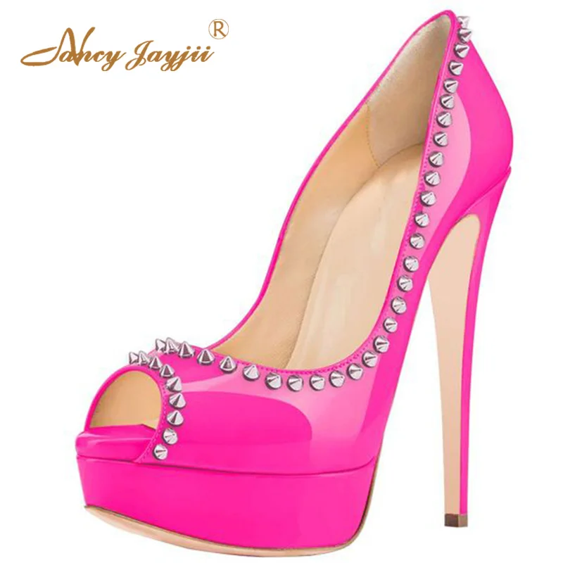 Rivets Pink Stilettos Platform Pumps Woman High Thin Heels Peep Toe Large Size 33 35 39 Ladies Dance Party Shoes Mature Fashion
Rivets Pink Stilettos Platform Pumps Woman High Thin Heels Peep Toe Large Size 33 35 39 Ladies Dance Party Shoes Mature Fashion