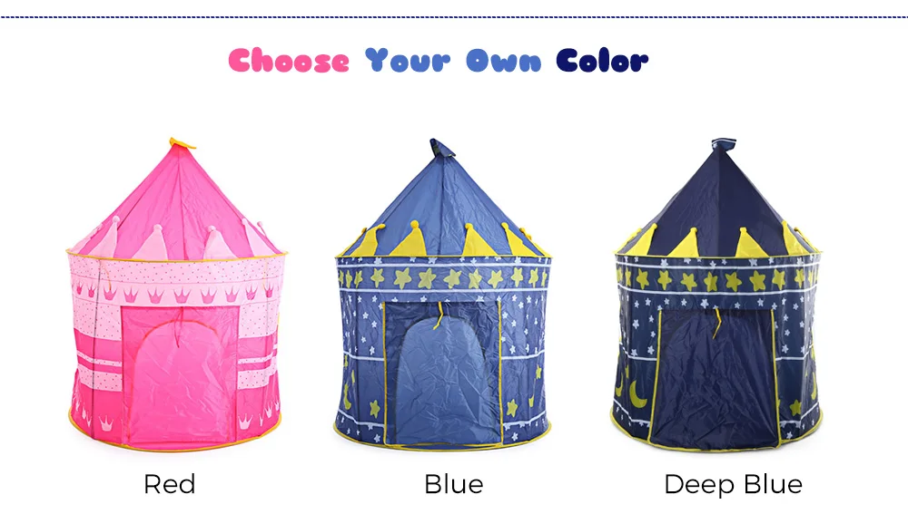 3 Colors Play Tent Portable Foldable Tipi Prince Folding Tent Children Boy Castle Cubby Play House Kids Gifts Outdoor Toy Tents 15