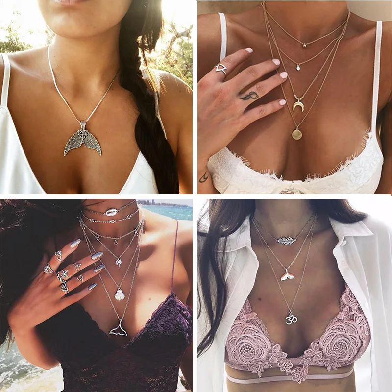 HuaTang Vintage Silver Necklac Whale Tail Pendant Bohemian Necklace Tribal Charm Chains Necklace Vintage Necklace Jewelry 6113
HuaTang Vintage Silver Necklac Whale Tail Pendant Bohemian Necklace Tribal Charm Chains Necklace Vintage Necklace Jewelry 6113