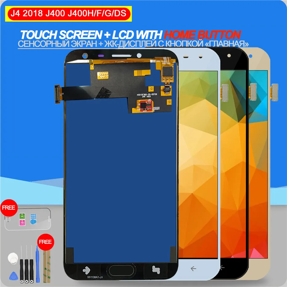 LCD Display for Samsung Galaxy J4 J400 J400F SM-J400F / DS Touch Screen Digitizer Assembly with Home Button Adjust Backlight
LCD Display for Samsung Galaxy J4 J400 J400F SM-J400F / DS Touch Screen Digitizer Assembly with Home Button Adjust Backlight