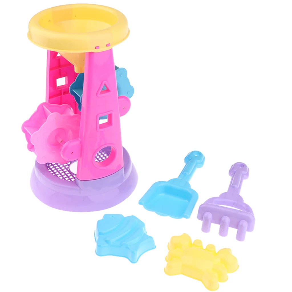 Double Sand Wheel Beach Outdoor Play Toy Set for Kids With Shovel and Molds