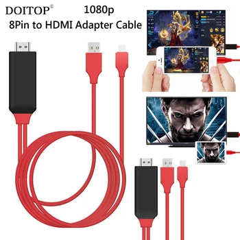 DOITOP 1080P 8 Pin to HDMI Cable HDTV Digital AV Adapter Smart Converter HDMI Cable for Apple for iPhone 7 6 6S Plus for ipad O5