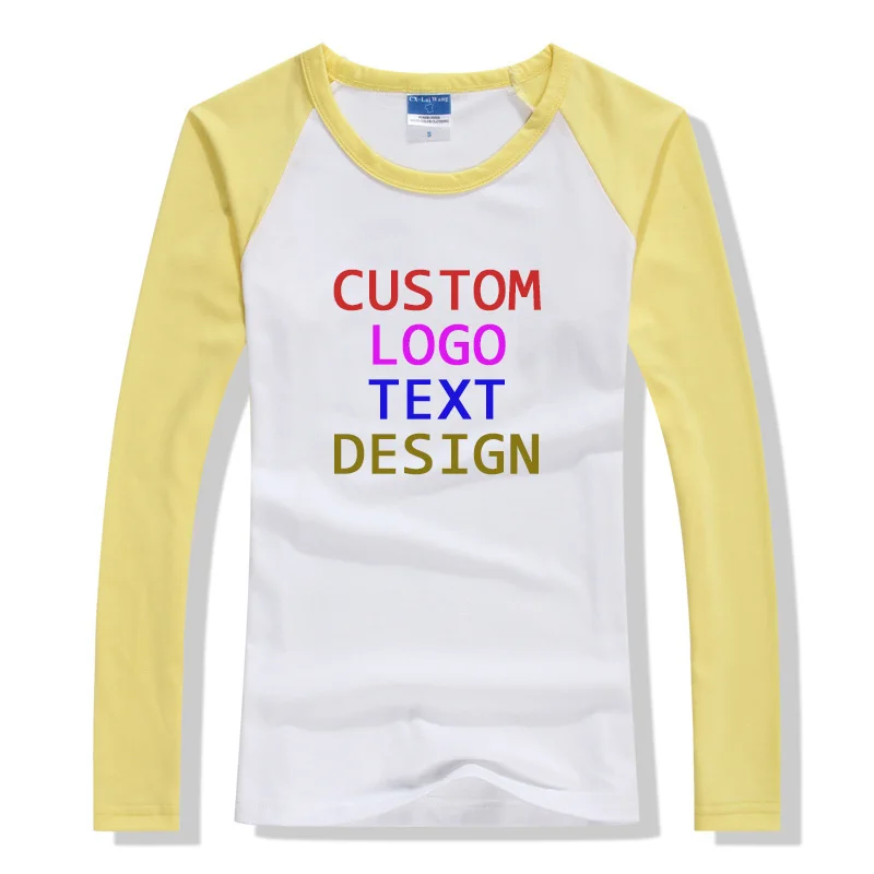 Raglan Long Sleeve Slim Female Women Lycra cotton T-shirt Custom Made Logo Photo Text printed Lady Punk Cool Autumn Tees T Shirt
Raglan Long Sleeve Slim Female Women Lycra cotton T-shirt Custom Made Logo Photo Text printed Lady Punk Cool Autumn Tees T Shirt
