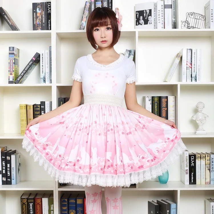 Sweet Soft Girl Short Skirt Pink Cherry Blossoms and Cat Printed Ruffled Lolita Skirt Free Shipping
Sweet Soft Girl Short Skirt Pink Cherry Blossoms and Cat Printed Ruffled Lolita Skirt Free Shipping