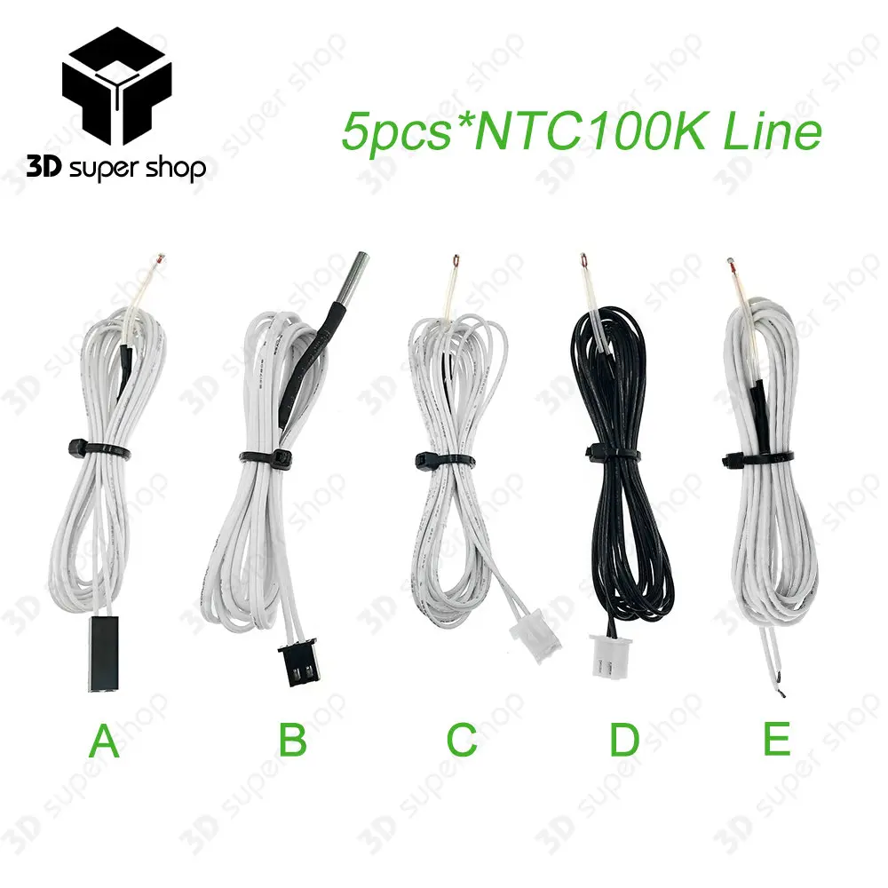 5pcs 100K ohm NTC 3950 Thermistors Sensors with Cable 3D Reprap Mend DuPont & XH2.54 Head 3D Printer Part
5pcs 100K ohm NTC 3950 Thermistors Sensors with Cable 3D Reprap Mend DuPont & XH2.54 Head 3D Printer Part