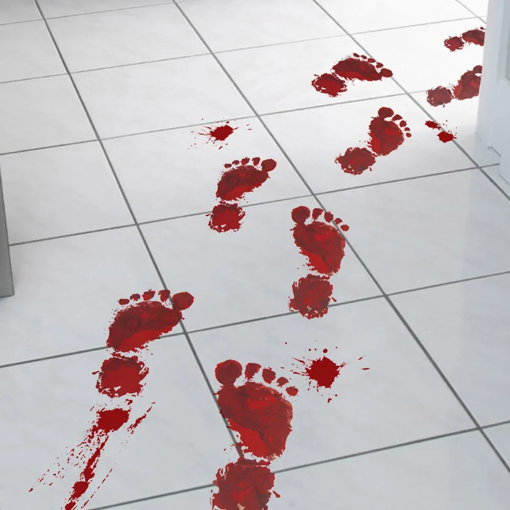 

New 3D Horror Wall Sticker Bloody Footprints Floor Clings Halloween Vampire Zombie Party Decor Stickers Home Decoration #YL5