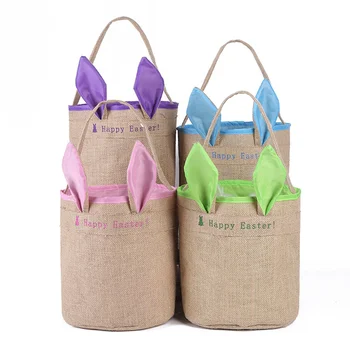 

New Cute Bunny Ears Design Easter Bag Cloth Tote Handbag Basket For Eggs Candies Gifts Hunting At Easter Party Festival Bags