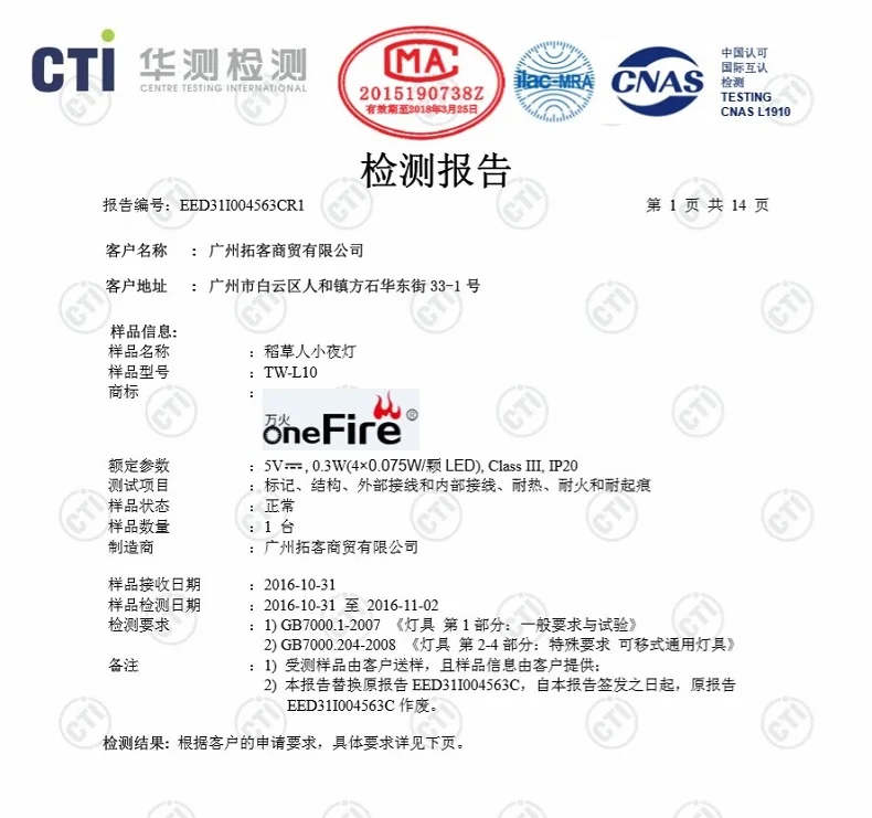 revised test report