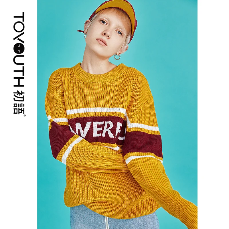 Toyouth Korean Style Hit Color Sweaters Fashion Women Autumn Letters Pullovers Casual Round Neck Long Sleeve Sueter Mujer 2019
Toyouth Korean Style Hit Color Sweaters Fashion Women Autumn Letters Pullovers Casual Round Neck Long Sleeve Sueter Mujer 2019