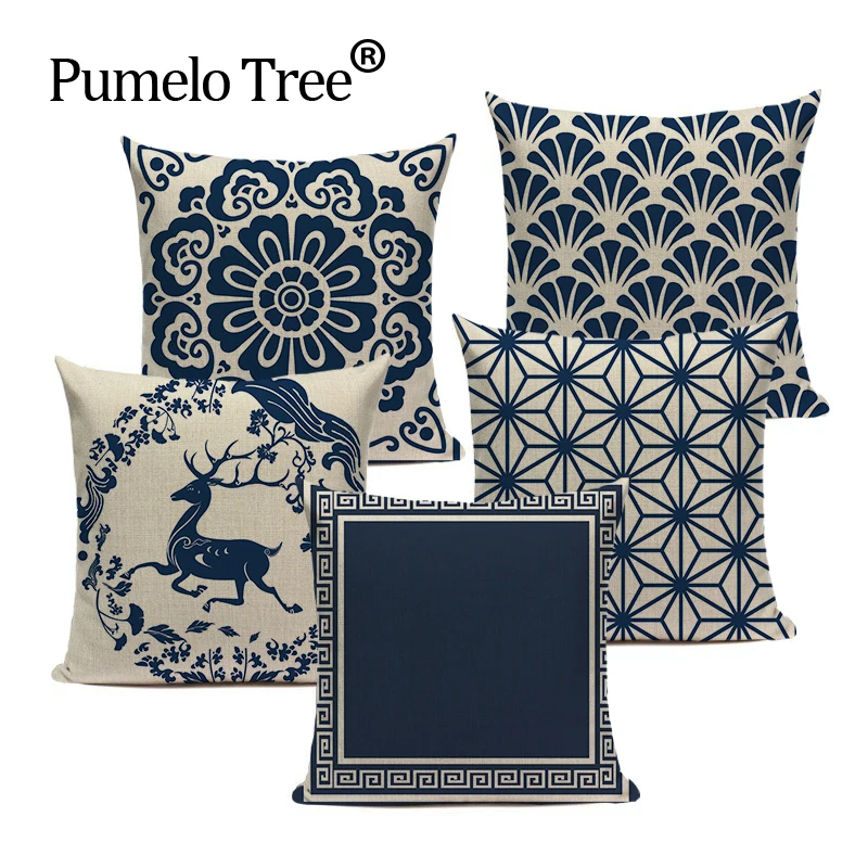 Customized Cushion Covers Blue White Printed Linen Cushion Cover High Quality Sofa Bedding Vintage Decorative Throw Pillow Case
Customized Cushion Covers Blue White Printed Linen Cushion Cover High Quality Sofa Bedding Vintage Decorative Throw Pillow Case