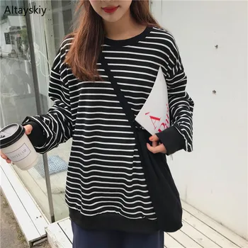 Hoodies Women All-match Striped Simple Elegant Retro Womens Soft Hoodie Long Style Korean Thin O-Neck Pullover Female Sweatshirt
Hoodies Women All-match Striped Simple Elegant Retro Womens Soft Hoodie Long Style Korean Thin O-Neck Pullover Female Sweatshirt