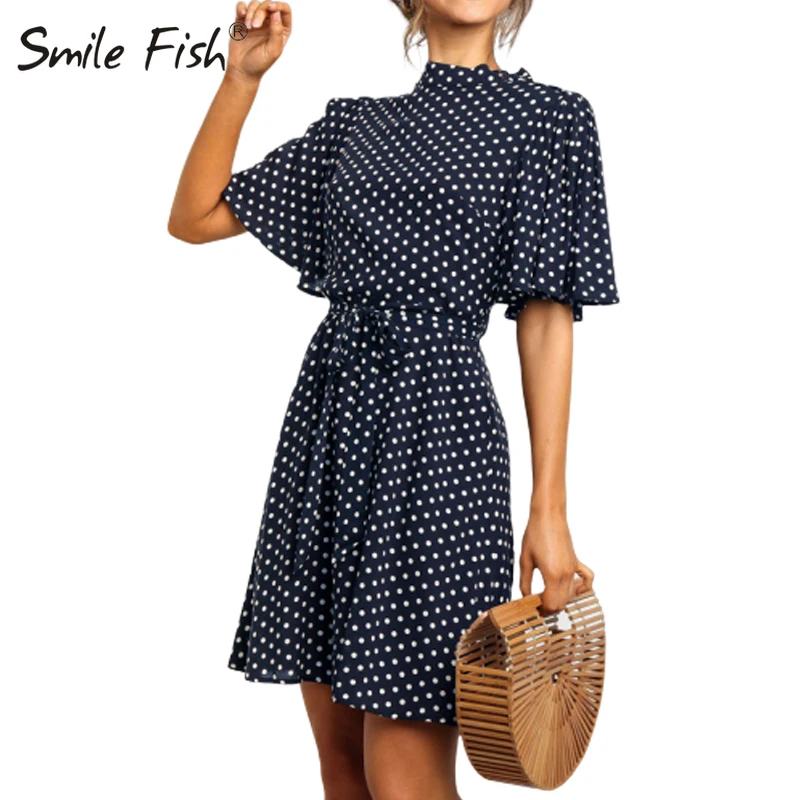 Turtleneck Vintage Polka Dots Dress Women Party Flare Sleeve Sashes Dress 2019 Plus Size 2XL Femme Elegant Chiffon Dress GV664 
Turtleneck Vintage Polka Dots Dress Women Party Flare Sleeve Sashes Dress 2019 Plus Size 2XL Femme Elegant Chiffon Dress GV664