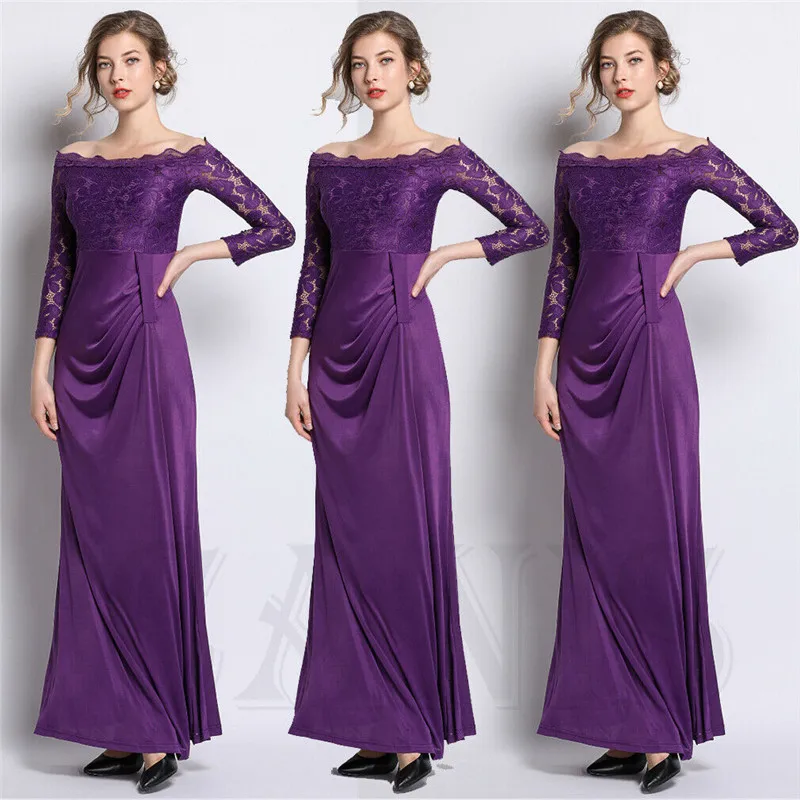 Women Off Shoulder Long Sleeve Bodycon Dress Purple Lace Openwork Sexy Party Gown Dresses
Women Off Shoulder Long Sleeve Bodycon Dress Purple Lace Openwork Sexy Party Gown Dresses