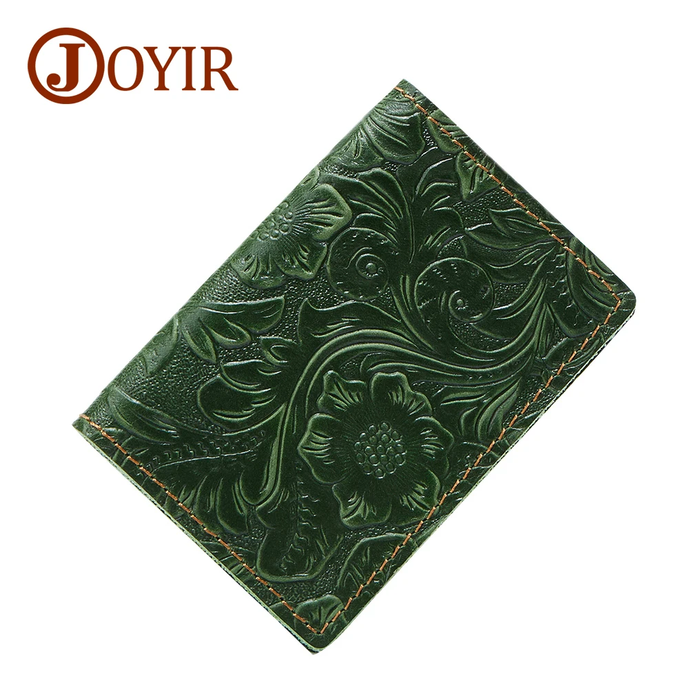 

JOYIR Cardholder Wallet Women Credit Holder Card Mini Wallet Portable Embossed Genuine Leather ID Case Purse Pouch Vintage