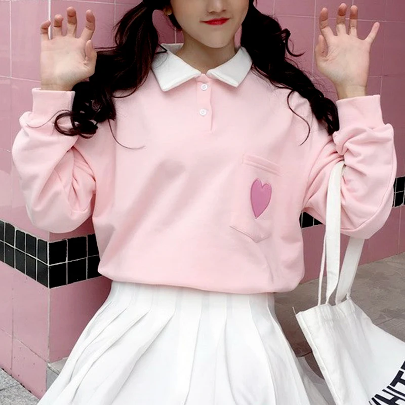 Autumn Japanese pink long-sleeved sweatshirt Harajuku love cute embroidery new casual large size loose Ulzzang sweatshirt
Autumn Japanese pink long-sleeved sweatshirt Harajuku love cute embroidery new casual large size loose Ulzzang sweatshirt